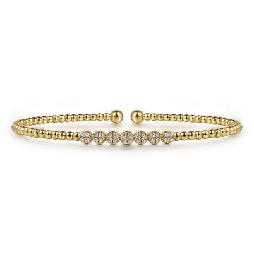 14K Yellow Gold Bujukan Bead Diamond Cluster Bracelet, 0.14 Carat TW